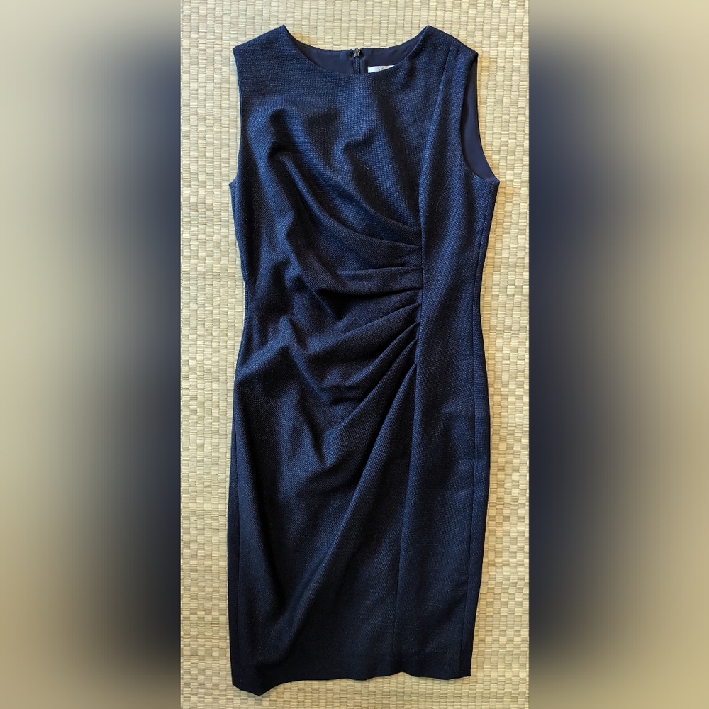 MaxMara Navy Sleeveless Ruched Maxi Dress